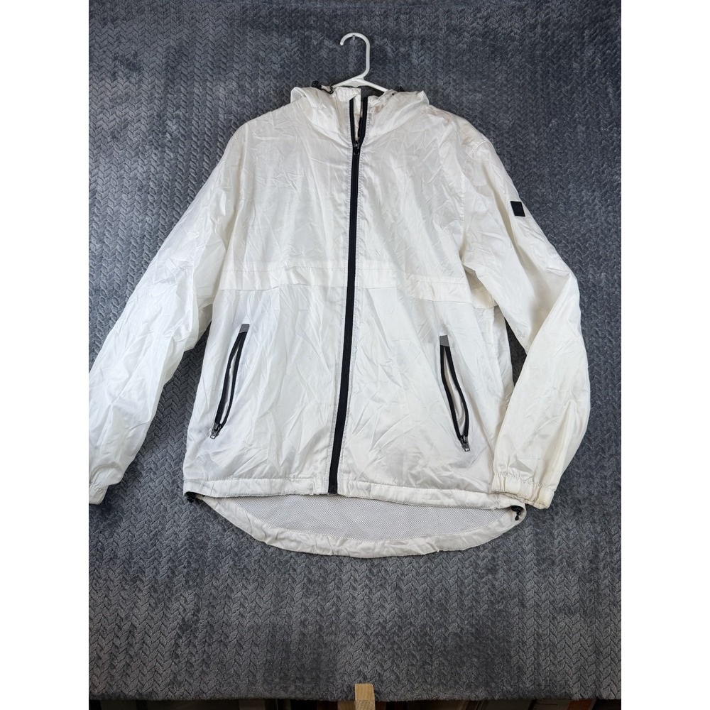 Vintage Southpole Windbreaker Jacket Mens Large White Mesh Lined Hooded Zip Up
